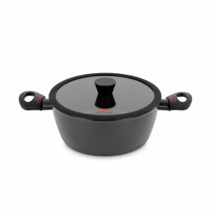 Кастрюля низкая с крышкой, 24 см, кованная сталь, черный, серия V-Forged, VITRINOR, Испания, Посуда антипригарная