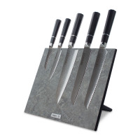 Набор кухонных ножей, 5 штук, на магнитной подставке, серия Octa Damascus, HEIMCUT, Россия