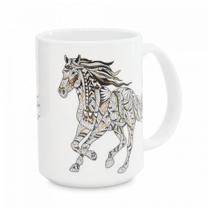 Кружка «Лошадь», 500 мл, фарфор, белый, золотой, серия Horse, ANNA LAFARG, Китай, Белые кружки
