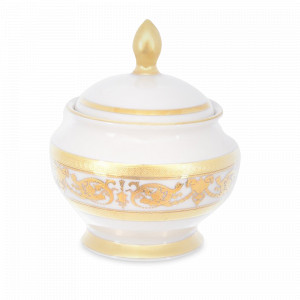 Сахарница Creme Gold, 250 мл, фарфор, белый, золотой, серия Constanza Diadem, FALKENPORZELLAN, Германия, Сахарницы