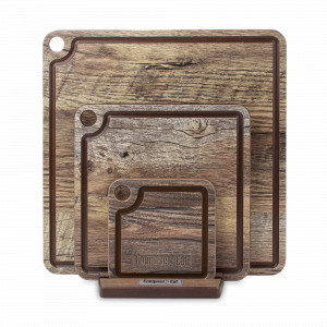 Набор сервировочных досок, 3 штуки, на подставке, дуб мореный, композитный материал, серия ProFashion, ComposeEat, Россия, Сервировочные доски