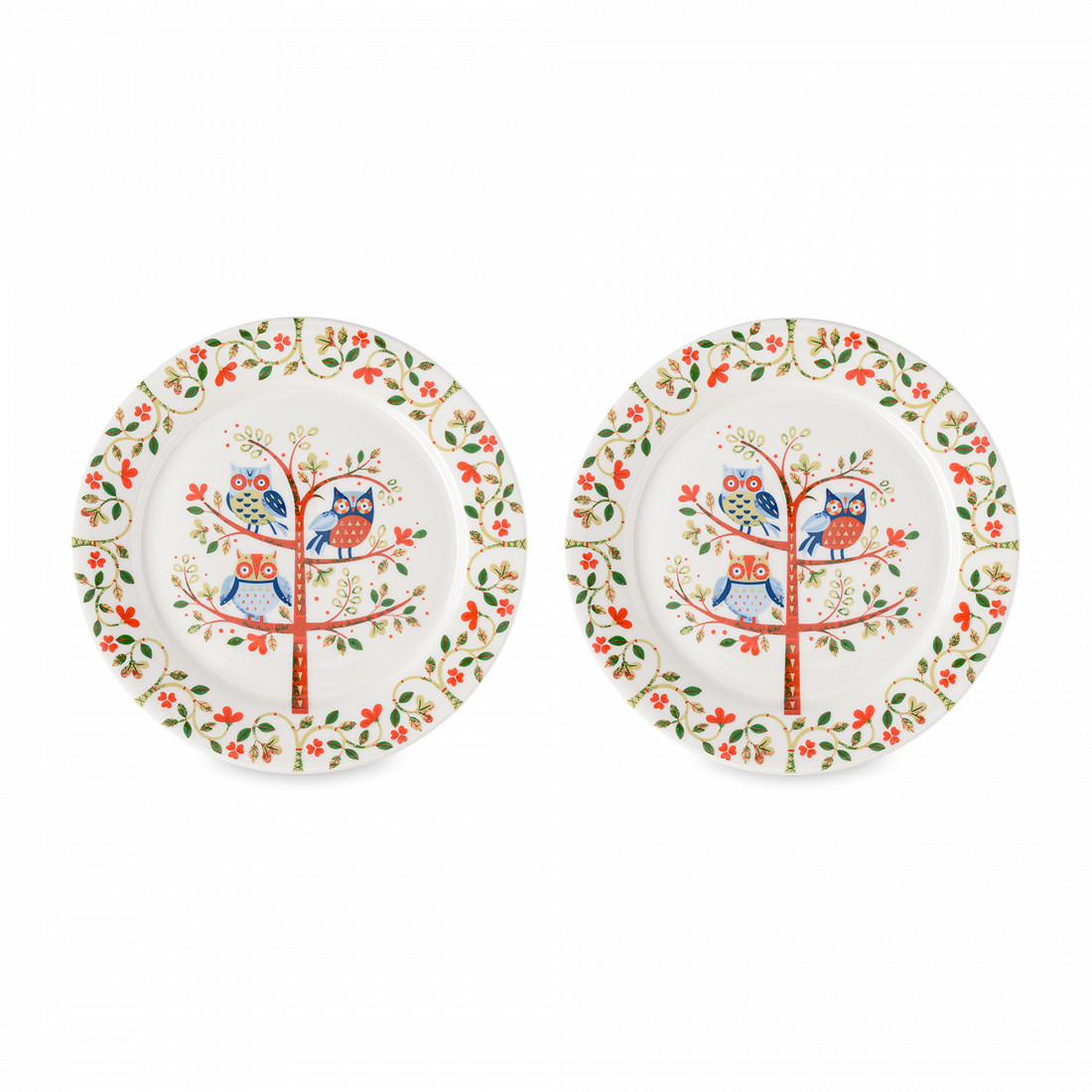 Набор из 2-х закусочных тарелок Owl, 21 см, фарфор, белый, декор, серия Birds of Paradise, LIBERTY JONES, Россия