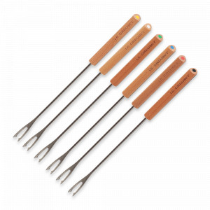 Набор вилок для фондю, 6 предметов, 22 см, нержавеющая сталь, дерево, серия No Color, LE CREUSET, Франция, LE CREUSET (Франция)