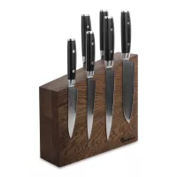 Набор из 6-ти кухонных ножей на подставке из дуба, серия RAN, YAXELL, Япония, 