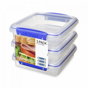 Набор из 3-х контейнеров для сэндвичей, 450 мл, пластик, синий, серия Klip It, SISTEMA, Новая Зеландия, Klip It SISTEMA