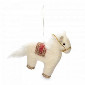 Украшение новогоднее - подвес Лошадка, 17 см, пенопласт, полиэстер, молочно-красный, серия New Year, ANNA LAFARG, Китай, Новогодний Декор ANNA LAFARG