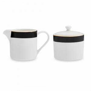 Молочник и сахарница, 245 мл, фарфор, белый, черный, серия Mikasa Luxe Deco, KITCHEN CRAFT, Великобритания, Сахарницы