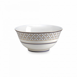 Салатник порционный Квадраты, 15 см, 700 мл, фарфор, белый, синий, золотой кант, серия Charles, Pozzi Milano 1876, Италия, Пиалы, салатники индивидуальные