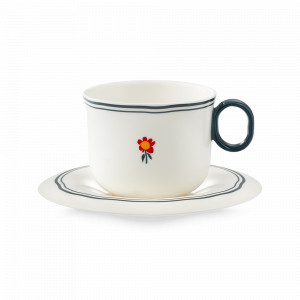 Пара чайная Sun Kiss, 280 мл, фарфор, белый, декор, серия Plush, LIBERTY JONES, Китай, Красивые чайные пары