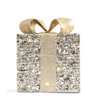 Украшение новогоднее с подсветкой Подарок, 20 х 20 см, металл, шампань, серия Event, ANNA LAFARG, Китай_00821050000678724032.jpg