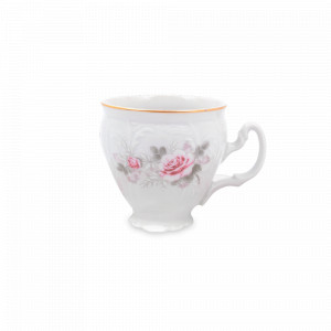 Чашка кофейная, 90 мл, фарфор, белый, золотая отводка, серия Серая роза, BERNADOTTE, Чехия, BERNADOTTE (Чехия)