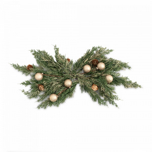 Декор настольная композиция «Золотые шары», 55 см, пластик, шишки, зеленый, коричневый, серия New Year, ANNA LAFARG, Китай, Новогодний Декор ANNA LAFARG