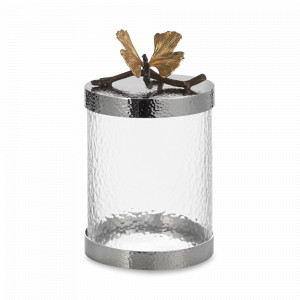 Банка для сыпучих продуктов с крышкой «Бабочки гинкго», 22 х 14 см, стекло, нержавеющая сталь, серия Butterfly Ginkgo, MICHAEL ARAM, США, MICHAEL ARAM (США)