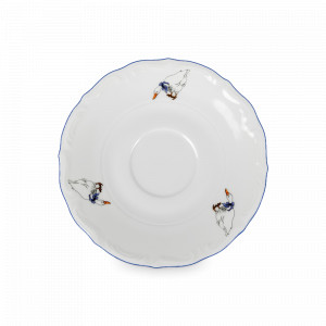 Блюдце чайное, 16 см, фарфор, белый, декор, серия Гуси, REPAST, Чехия, Чайные пары
