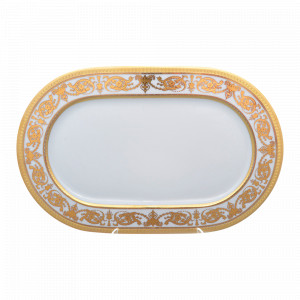 Блюдо овальное White Gold, 36 х 23 см, фарфор, белый, золотой, серия Constanza Imperial, FALKENPORZELLAN, Германия, FALKENPORZELLAN (Германия)