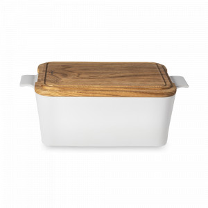 Хлебница с крышкой White, 40 х 24 см, керамика, дуб, белый, серия Ensemble, COSTA NOVA, Португалия, Ensemble (Casafina) COSTA NOVA