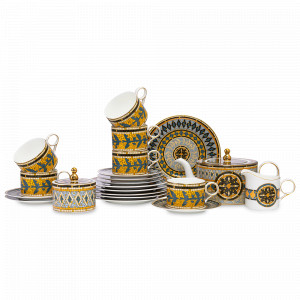 Сервиз чайный на 6 персон, 21 предмет, фарфор, белый, декор, серия Олимп, MIX&amp;MATCH HOME, Китай, Лучшие чайные сервизы из фарфора