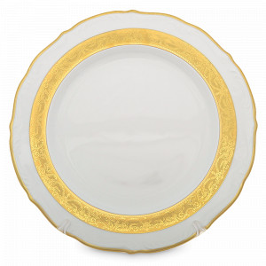 Блюдо круглое Матовая полоса, 30 см, фарфор, белый, золотой, серия Мария-Тереза, REPAST, Чехия, Мария-Тереза REPAST