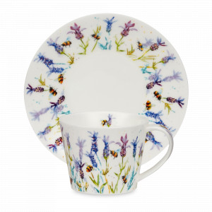 Пара чайная «Пчелки труженицы», 350 мл, костяной фарфор, декор, серия Islay, DUNOON, Великобритания, Чайные пары