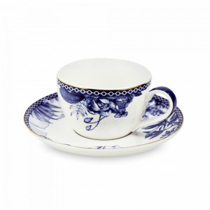 Пара чайная, фарфор, белый, синий, HOMEFEEL, Россия, Чайные пары