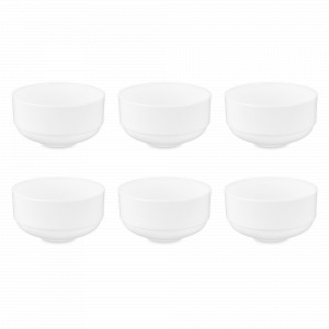 Набор из 6-ти порционных салатников, 250 мл, 10 см, костяной фарфор, белый, серия Плиссе, DECOR DE TABLE, Россия, Пиалы, салатники индивидуальные