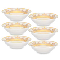 Набор из 6-ти порционных салатников Cream Gold, 14 см, фарфор, кремовый, золотой, серия Constanza Saphir, FALKENPORZELLAN, Германия