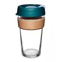 Кружка дорожная KeepCup L, 454 мл, закаленное стекло, полипропилен, пробка, морская волна, серия Brew Cork, KEEPCUP, Австралия, 