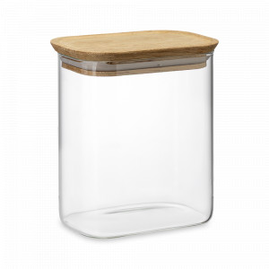 Банка для хранения, 950 мл, боросиликатное стекло, акация, прозрачный, серия Glass Acacia, SMART SOLUTIONS, Китай, Емкости для хранения сыпучих продуктов