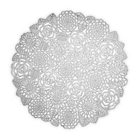 Салфетка подстановочная круглая, 38 см, ПВХ, серебристый, серия Rose, DECOR DE TABLE, Россия