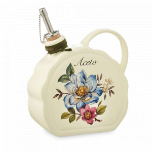 Бутылка для уксуса, 18 см, 600 мл, керамика, декор, серия Petali Di Primavera, NUOVA CER, Италия, Бутылки для масла и уксуса, гейзеры