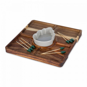 Набор для закусок с соусником и шпажками «Шишка», 10 предметов, керамика/дерево, серия New Year, ANNA LAFARG, Китай, Менажницы