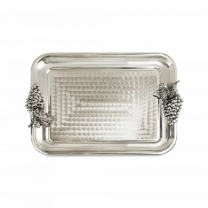 Поднос прямоугольный «Виноград», медь, 40 х 30 см, серебристый, серия Летний сад, Кольчугинский Мельхиор, Россия, Подносы