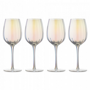 Набор из 4-х бокалов для белого вина Opal, 360 мл, 20.9 см, стекло, перламутровый, серия Gemma, LIBERTY JONES, Россия, Наборы бокалов для белого вина
