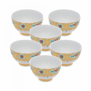 Набор из 6-ти пиал Seladon Gold, 10 см, фарфор, оливковый, декор, серия Constanza Vienna, FALKENPORZELLAN, Германия, Наборы фарфоровых салатников