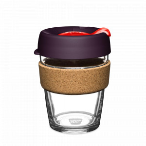 Кружка дорожная Brew Cork M, закаленное стекло, пластик, 340 мл, серия Red Bells, KEEPCUP, Австралия, KEEPCUP (Австралия)