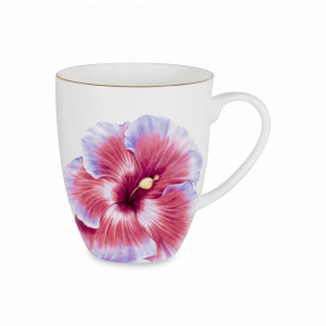 Кружка Гибискус Flowers, 400 мл, костяной фарфор, белый, декор, серия Emily, ANNA LAFARG, Китай, Большие кружки