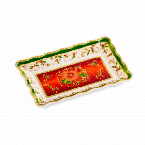 Блюдо прямоугольное «Palais Royal Рождественская звезда», 22 х 14 см, фарфор, декор, LAMART, Италия, Прямоугольные блюда для сервировки