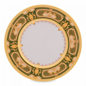 Тарелка суповая Green Gold, 23 см, фарфор, зелёный, золотой, серия Constanza Donna, FALKENPORZELLAN, Германия, Фарфоровые тарелки для супа