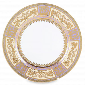 Блюдо круглое Violet Creme Gold, 32 см, фарфор, фиолетовый, золотой, серия Diadem, FALKENPORZELLAN, Германия, FALKENPORZELLAN (Германия)