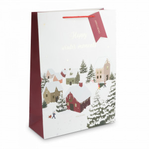 Пакет подарочный «Снежный город», 30 х 42 см, бумага, бело-красный, серия New Year, ANNA LAFARG, Китай, New Year ANNA LAFARG