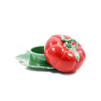 Масленка с крышкой «Томат», 20 х 18 х 9 см, керамика, красный, зеленый, серия Томат, Bordallo Pinheiro, Португалия_00801880064320523347.jpg