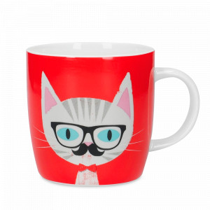 Кружка Cat Specs, 425 мл, костяной фарфор, декор, серия Barrel Mugs, KITCHEN CRAFT, Великобритания, Большие кружки