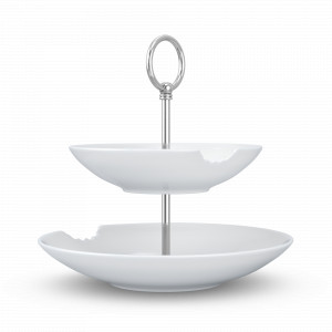 Этажерка двухъярусная, высота: 25 см, материал: фарфор, цвет: белый, серия With bite, TASSEN, Германия, Этажерки и вазы для фруктов