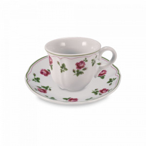 Пара кофейная Roses, 100 мл, фарфор, белый, декор, серия Neos Anthiros, LE COQ, Италия, LE COQ (Италия)