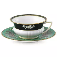 Пара чайная Изумрудный лес, 140 мл, костяной фарфор, зеленый, декор, серия Wonderlust, WEDGWOOD, Великобритания, 