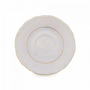 Блюдце чайное, 15 см, фарфор, белый, золотая отводка, серия Classic, REPAST, Чехия, Чайные пары REPAST