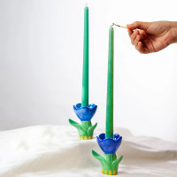 Подсвечник - цветок, 7 см, керамика, синий, зеленый, серия Bloom, DOIY, Испания_00821710053678438092.jpg