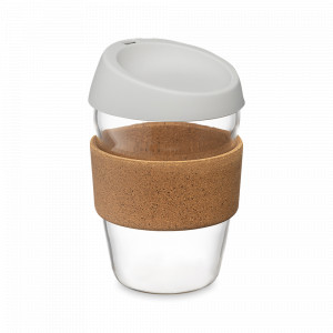 Кружка дорожная Cozy Cup, 350 мл, боросиликатное стекло, силикон, светло-серый, SMART SOLUTIONS, Россия, Кружки и стаканы термо