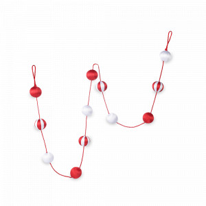 Гирлянда декоративная Circus, 200 см, пластик, бумага, белый, красный, серия New Year Essential, TKANO, Китай, New Year Essential TKANO