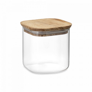 Банка для хранения, 800 мл, боросиликатное стекло, акация, прозрачный, серия Glass Acacia, SMART SOLUTIONS, Китай, Емкости для хранения сыпучих продуктов